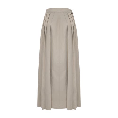Pcfg Linen Blend Shiny Woven Skirt In Brown