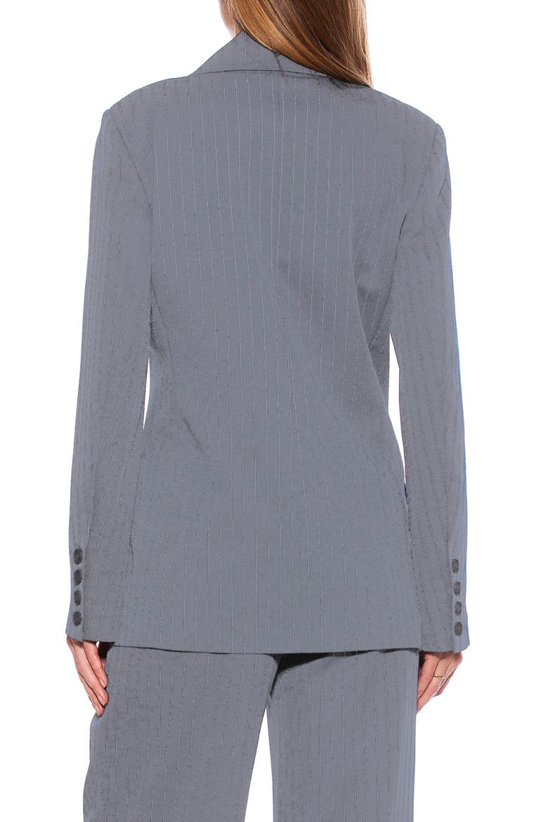Indigo Oversize Pinstripe Double Breasted Blazer, Alternate, color, GREY STRIPE