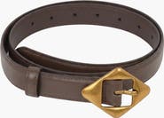 Modenaire Leather Belt with Geometric Buckle
