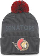 FANATICS Men's Fanatics Branded Charcoal Ottawa Senators Authentic Pro Home Ice Cuffed Knit Hat with Pom