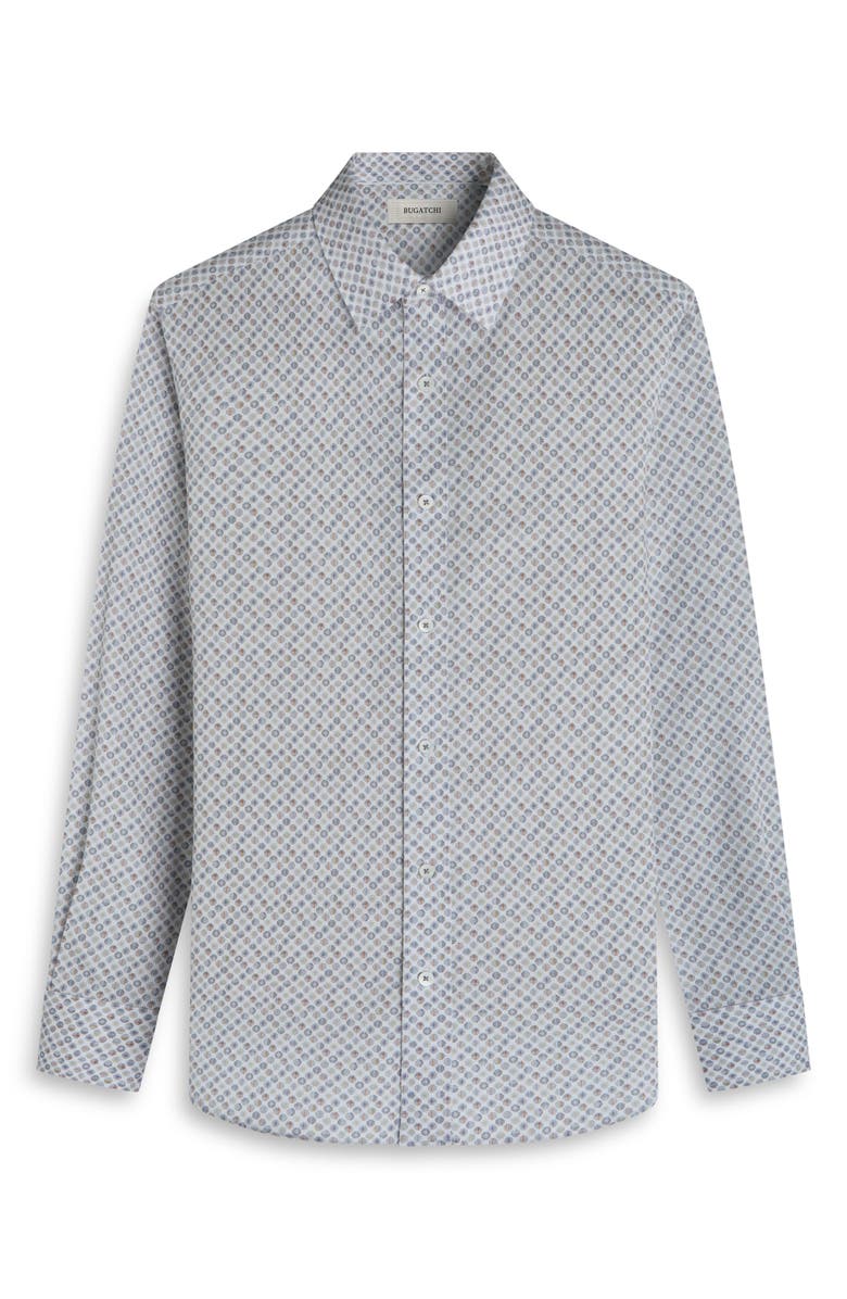 Bugatchi Julian Shaped Fit Geo Print Button-Up Shirt, Alternate, color, Chalk