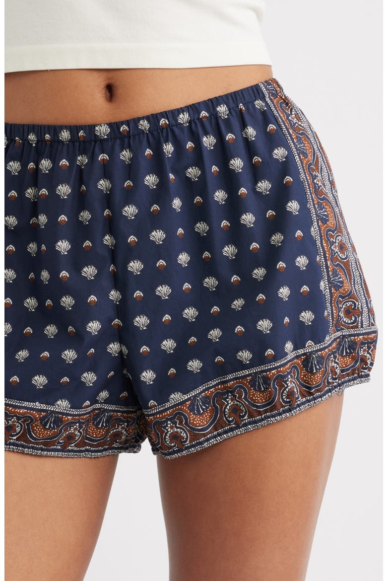 Vienna Print Cotton Shorts, Alternate, color, BLEU FOULARD DE LA MER