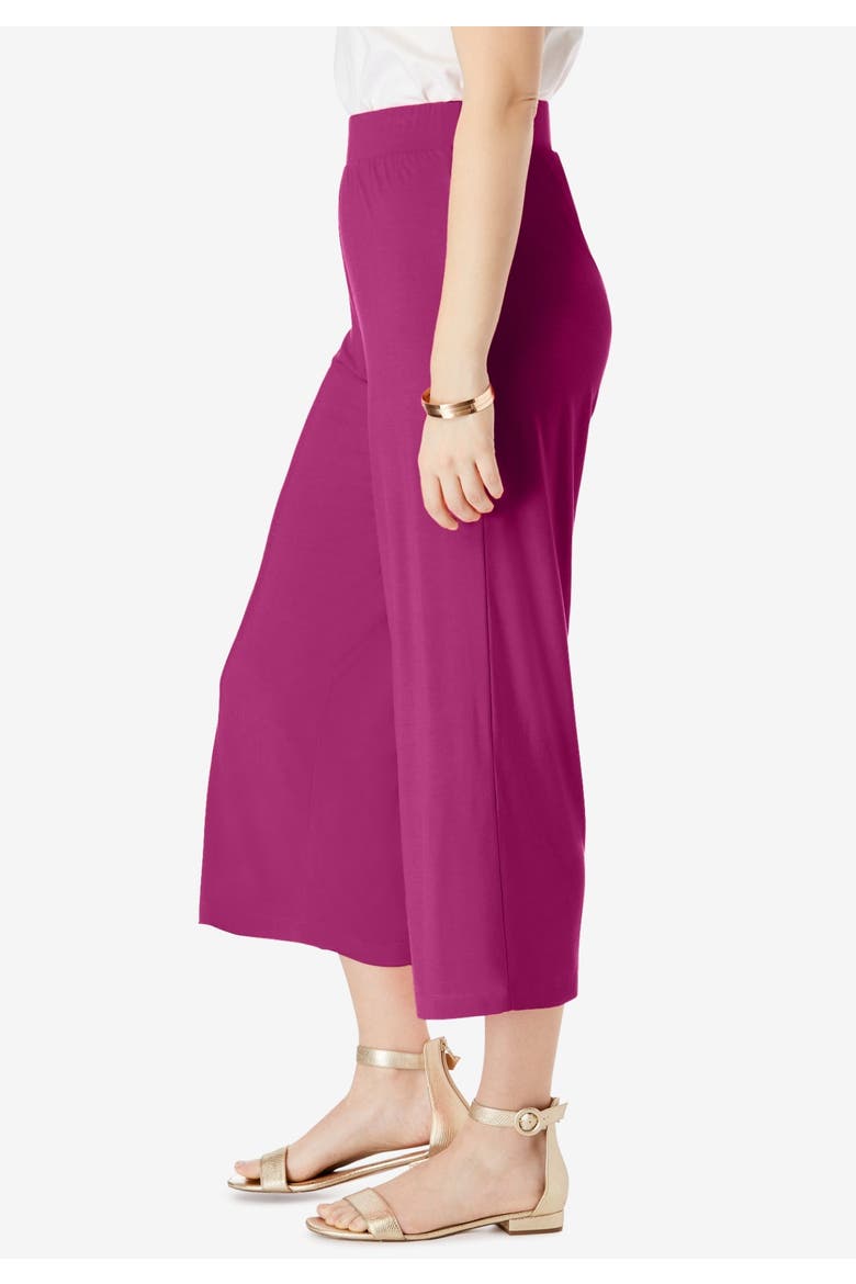 Everyday Stretch Knit Wide Leg Crop Pant, Alternate, color, BLACK