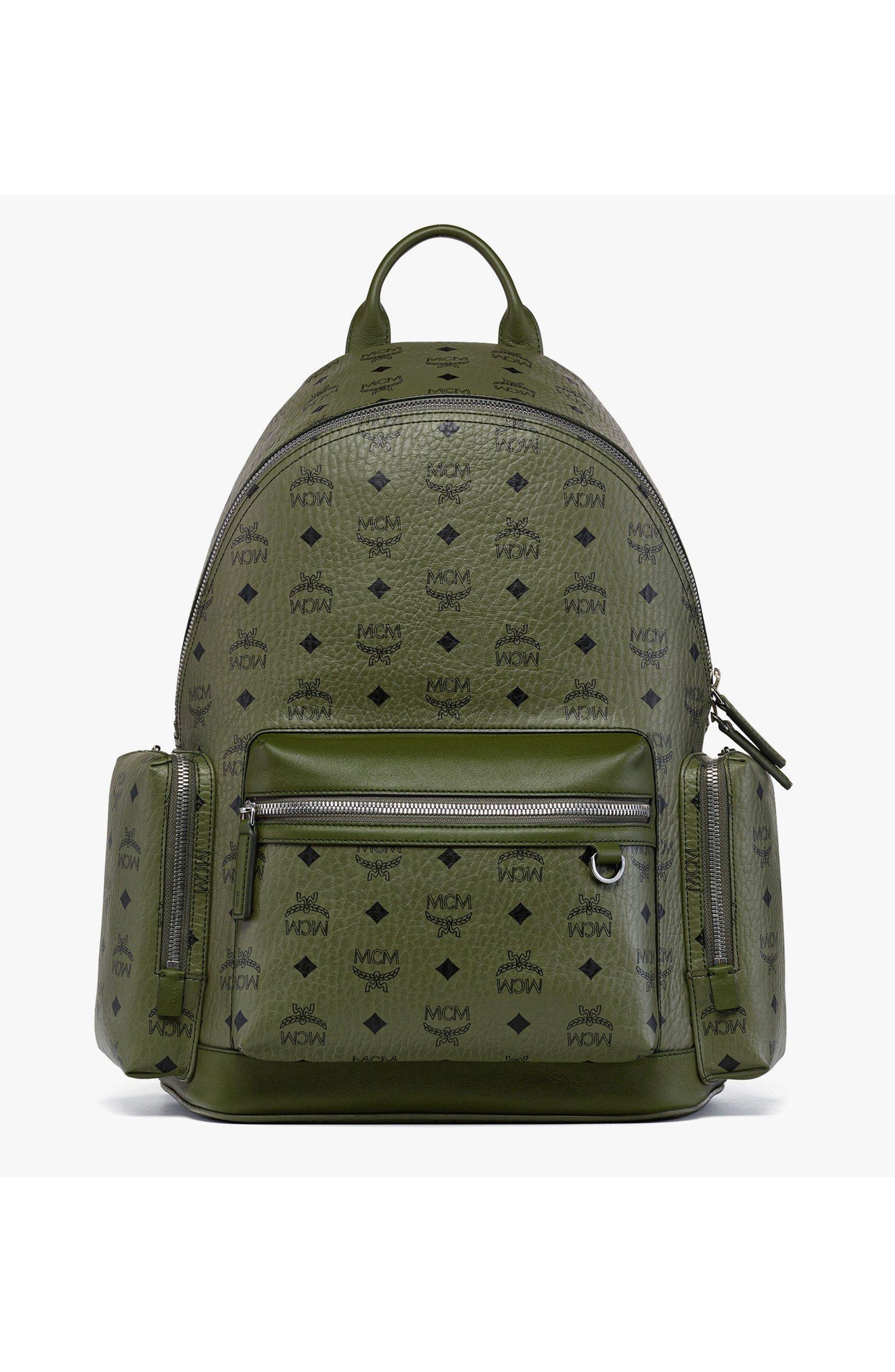 MCM Stark Backpack in Visetos, Main, color, Green