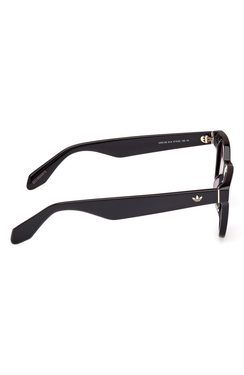 adidas 47MM Round Sunglasses, Alternate, color, Shiny Black / Smoke