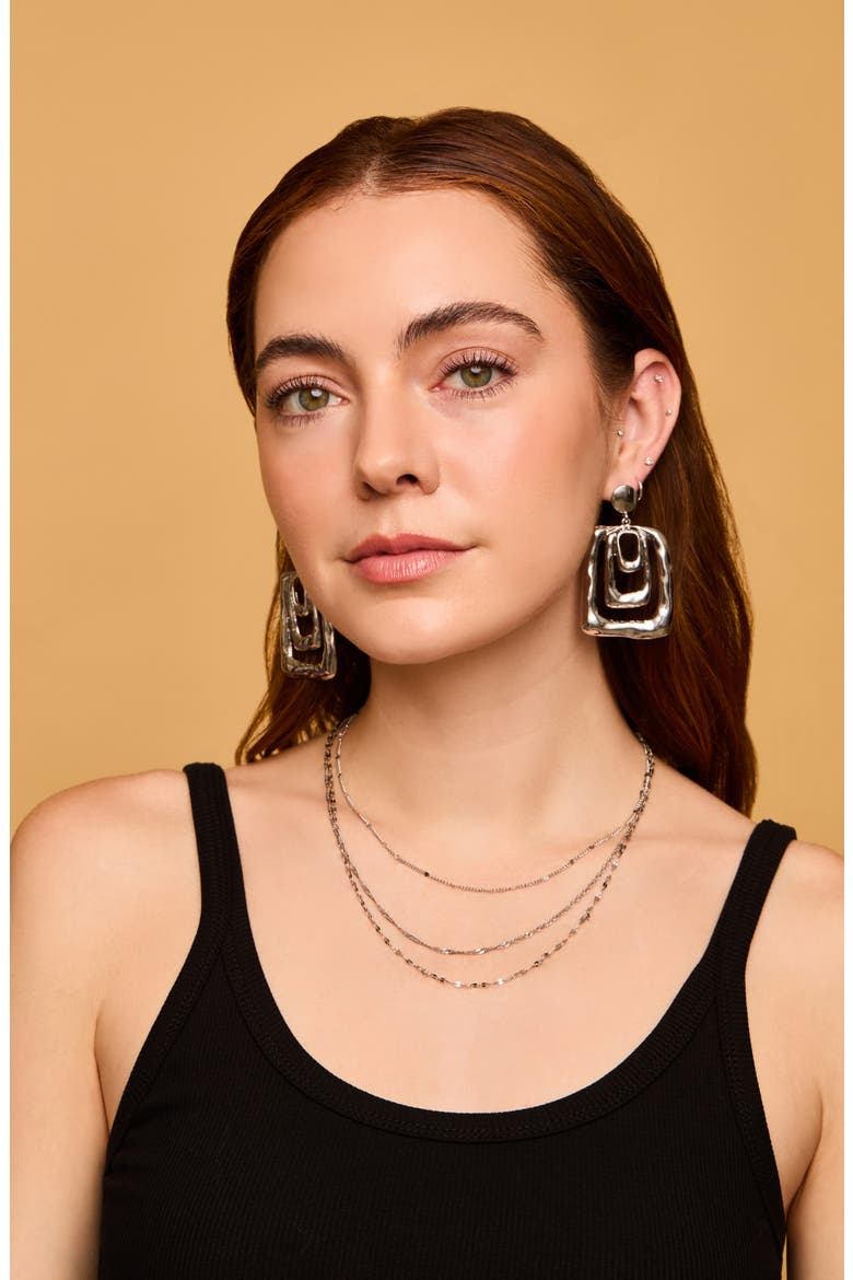 Hammered Knocker Drop Earrings, Alternate, color, SILVER