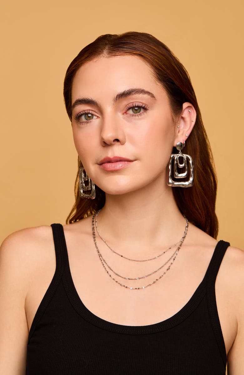 Petit Moments Hammered Knocker Drop Earrings, Alternate, color, Silver