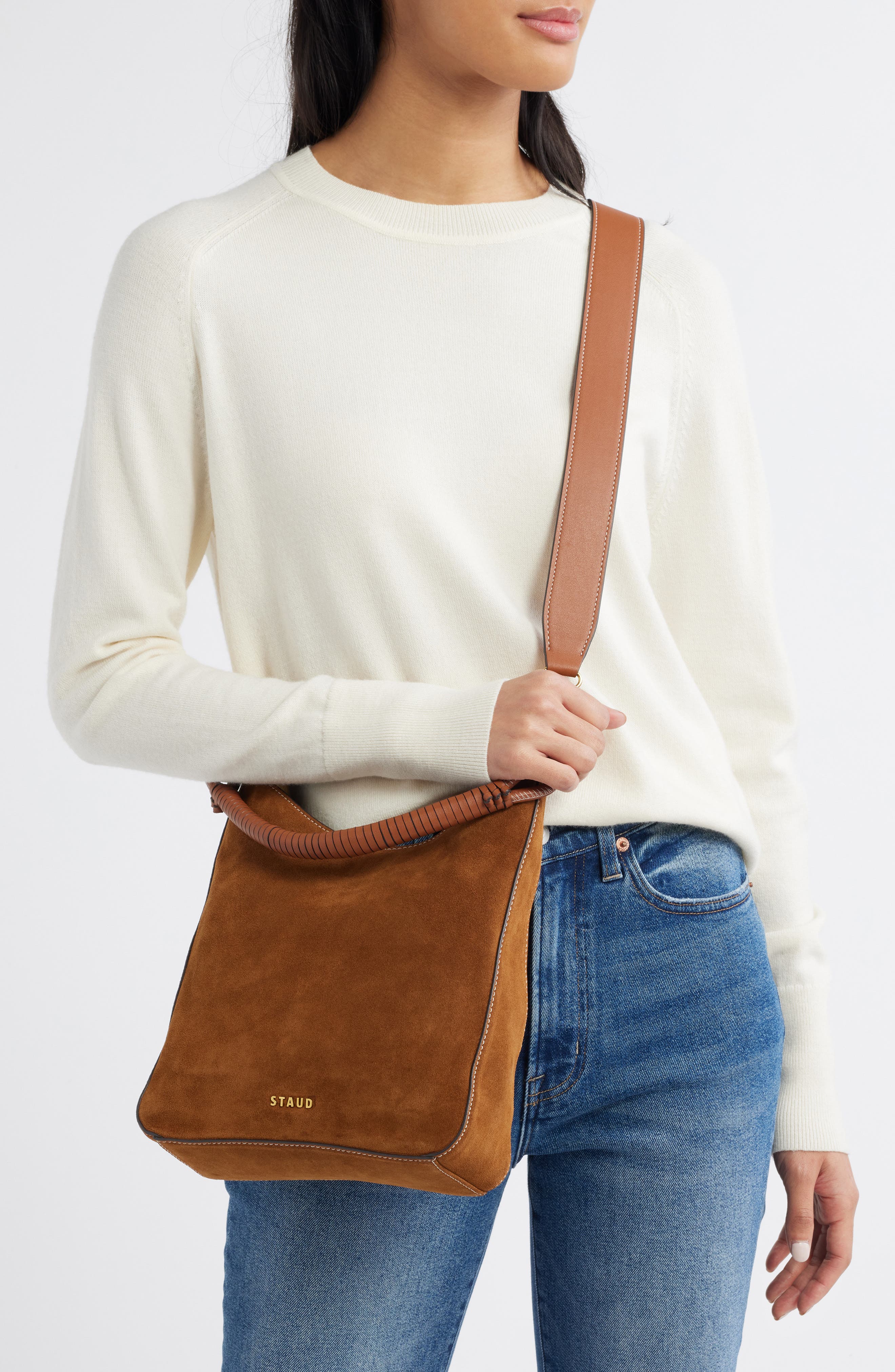 STAUD Mel Suede Shoulder Bag, Alternate, color, 