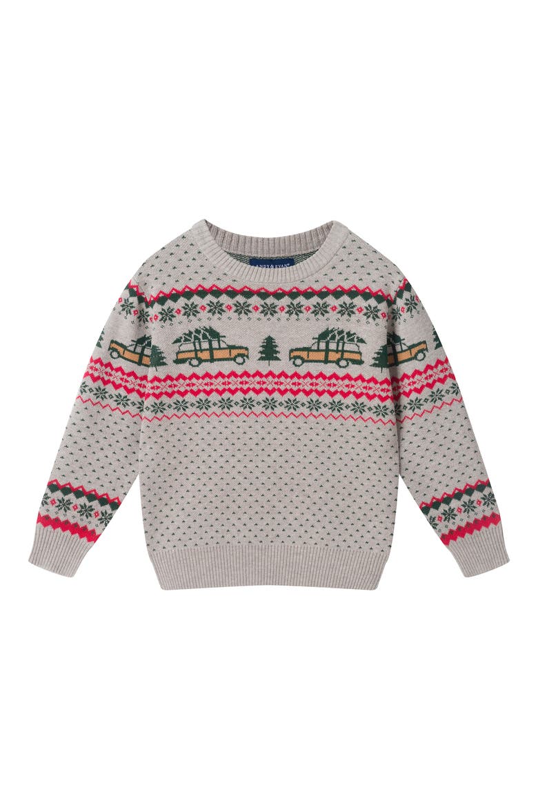 Kids' Fair Isle Cotton Sweater, Main, color, GREY