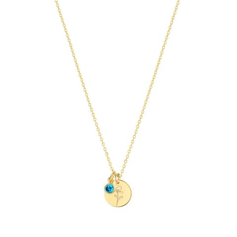 Lily Birth Flower and Birthstone Necklace