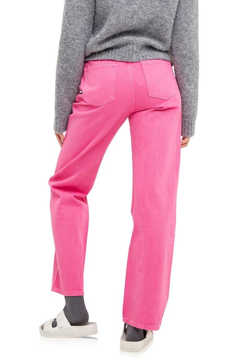 Color Wash Wide Leg Jeans, Alternate, color, PINK
