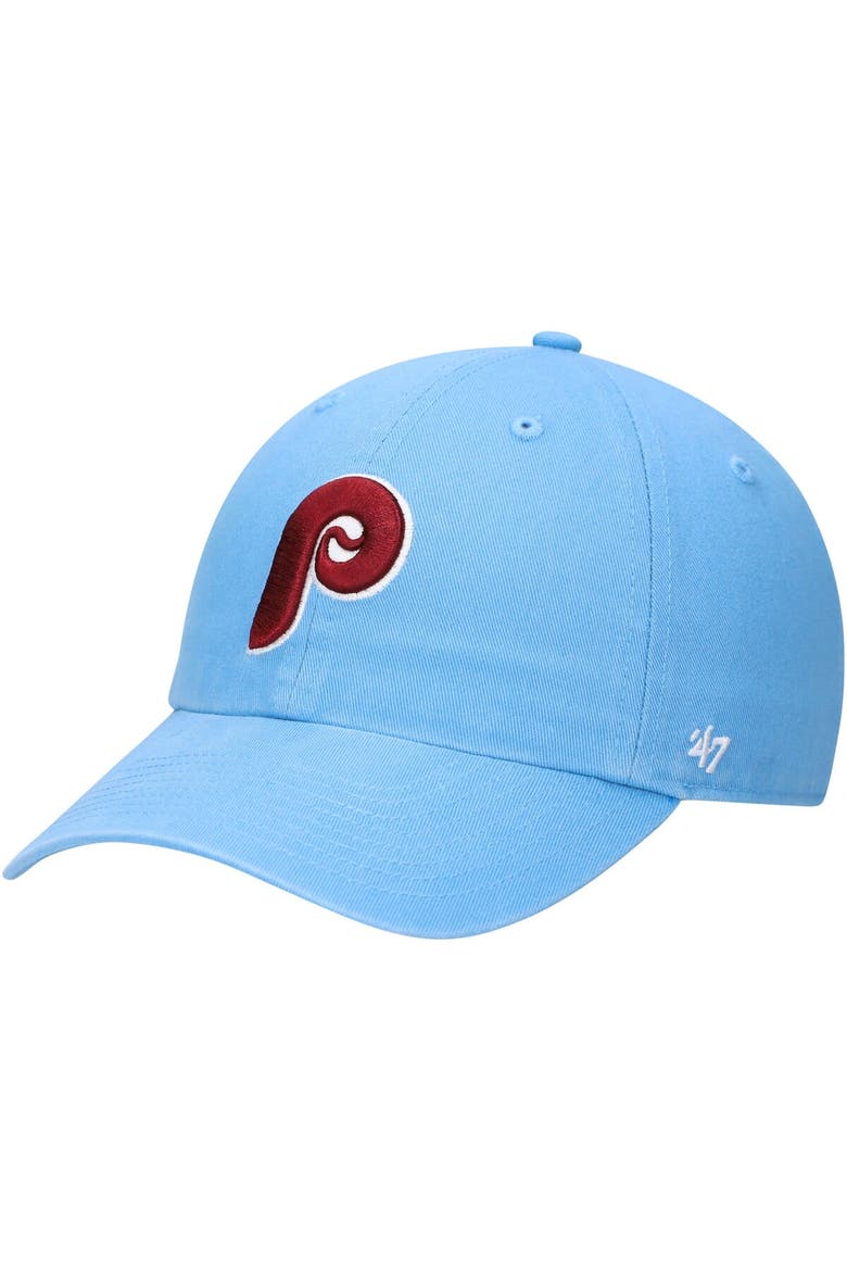 Men's '47 Light Blue Philadelphia Phillies Logo Cooperstown Collection Clean Up Adjustable Hat, Main, color, Light Blue