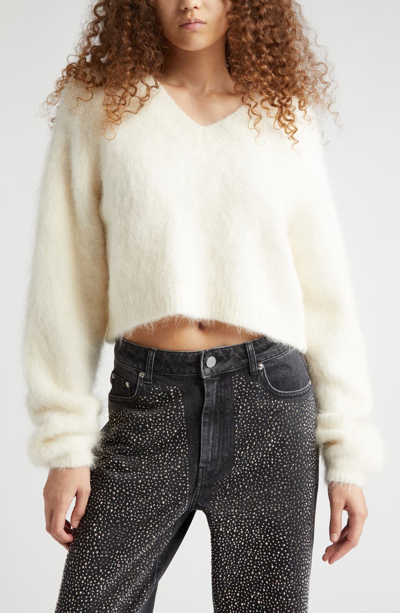 GESTUZ Safigz Fuzzy Alpaca Blend V-Neck Sweater, Alternate, color, 