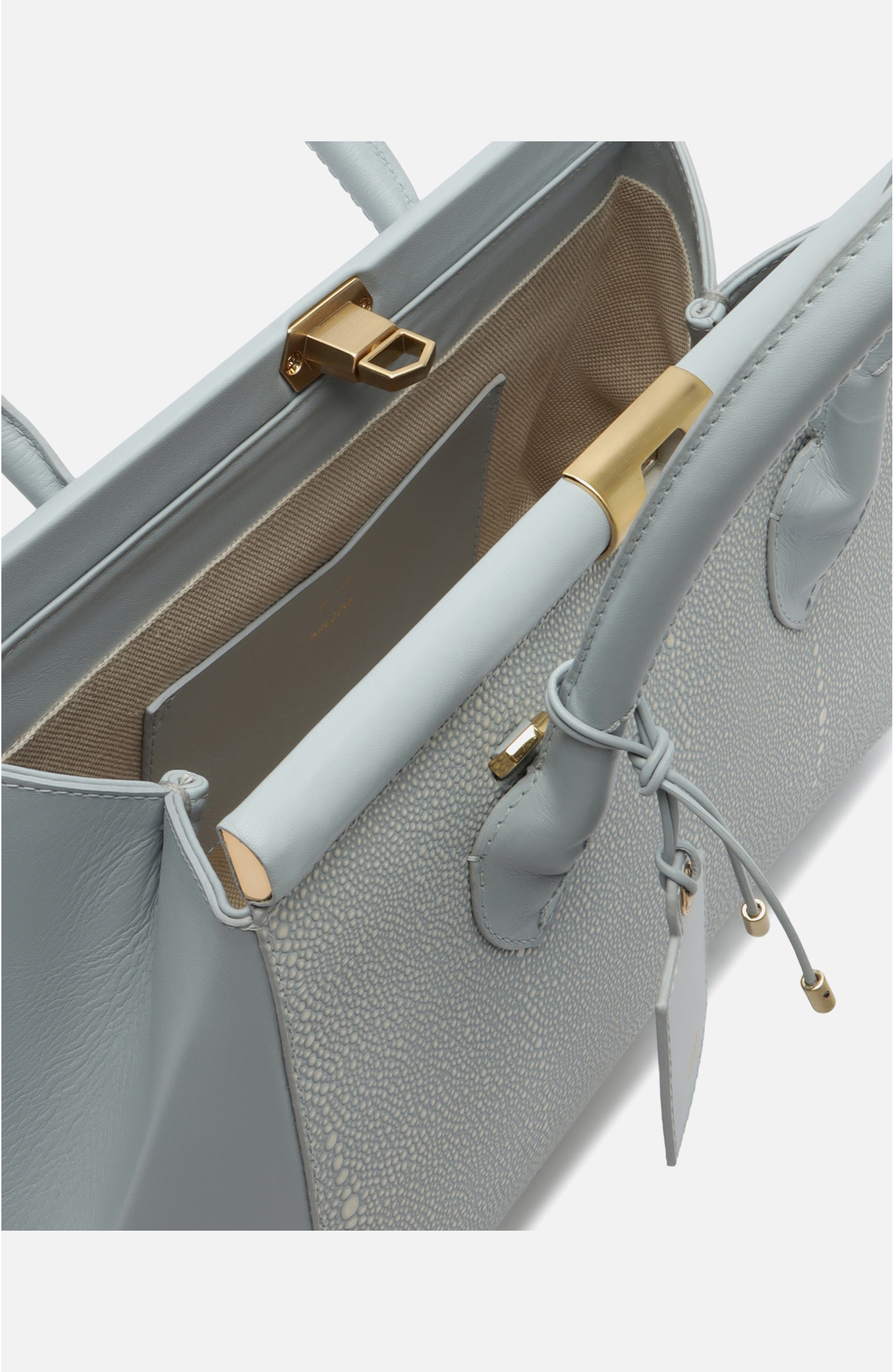 Arezzo Large Morgan Leather Tote, Alternate, color, Glacier Blue