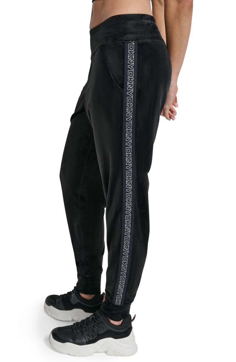 DKNY Mid Rise Slim Fit Joggers, Alternate, color, Black/ Silver
