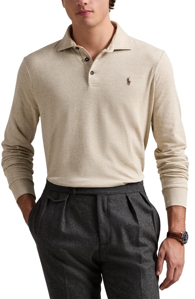 Polo Ralph Lauren Luxury Jersey Long Sleeve Polo, Main, color, 