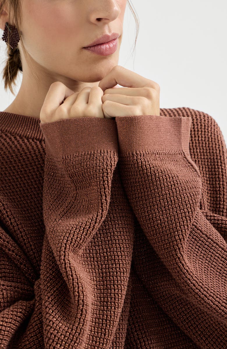 Brunello Cucinelli Sparkling net sweater, Alternate, color, Red