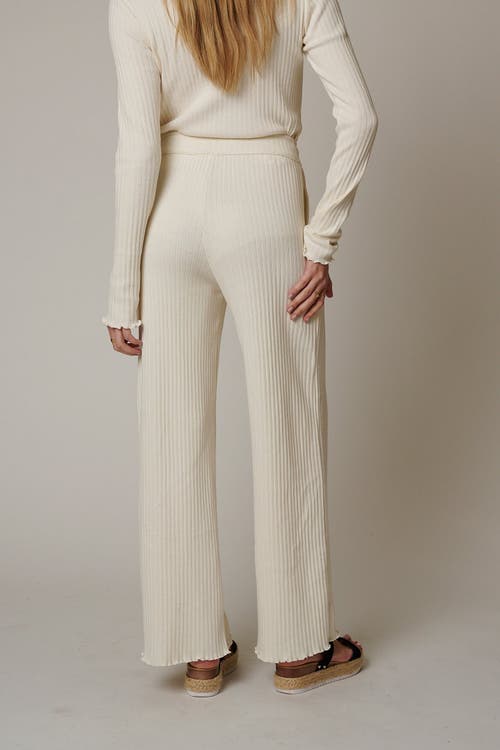 Leisure Lab Cotton Rib Pant In Ivory