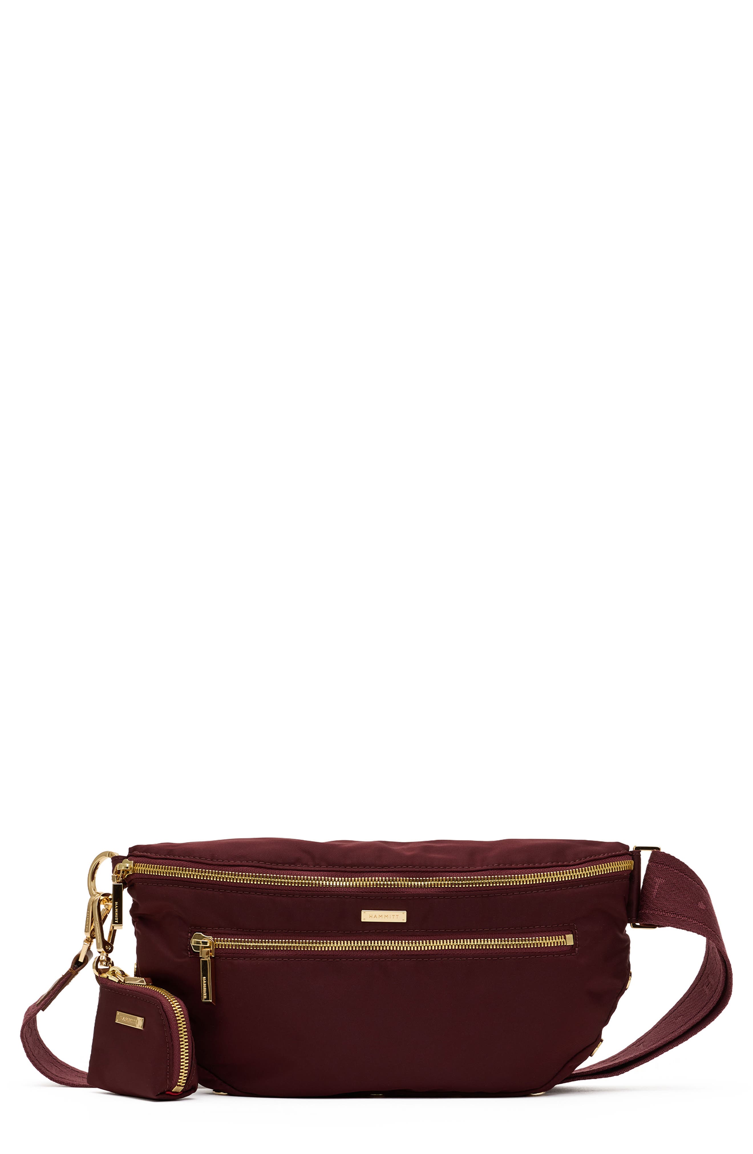 Large Charles Nylon Crossbody Belt Bag, Main, color, WINE NYLON/ GOLD