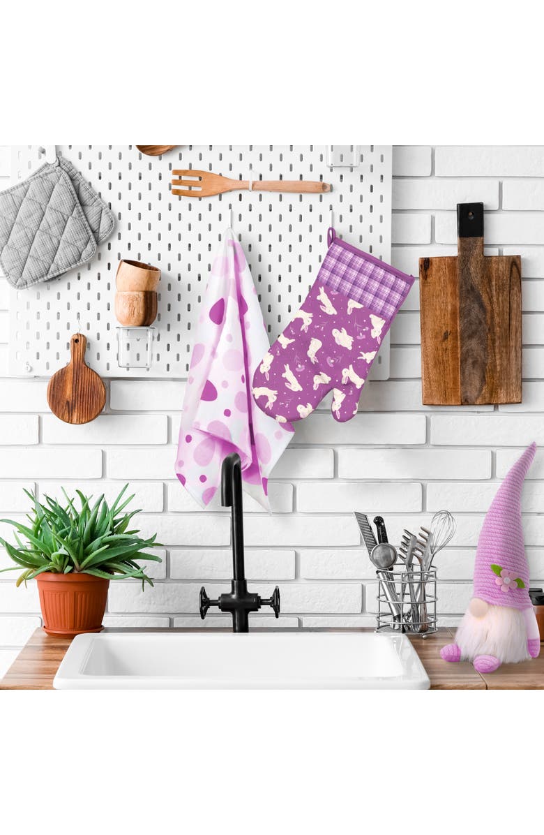 Northlight Hopping Bunnies Plaid Easter Kitchen Oven Mitts - 13.75" - Purple - Set of 2, Alternate, color, Purple