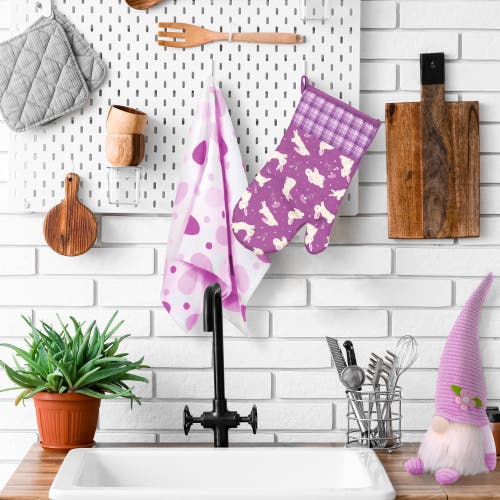 Northlight Hopping Bunnies Plaid Easter Kitchen Oven Mitts In Purple