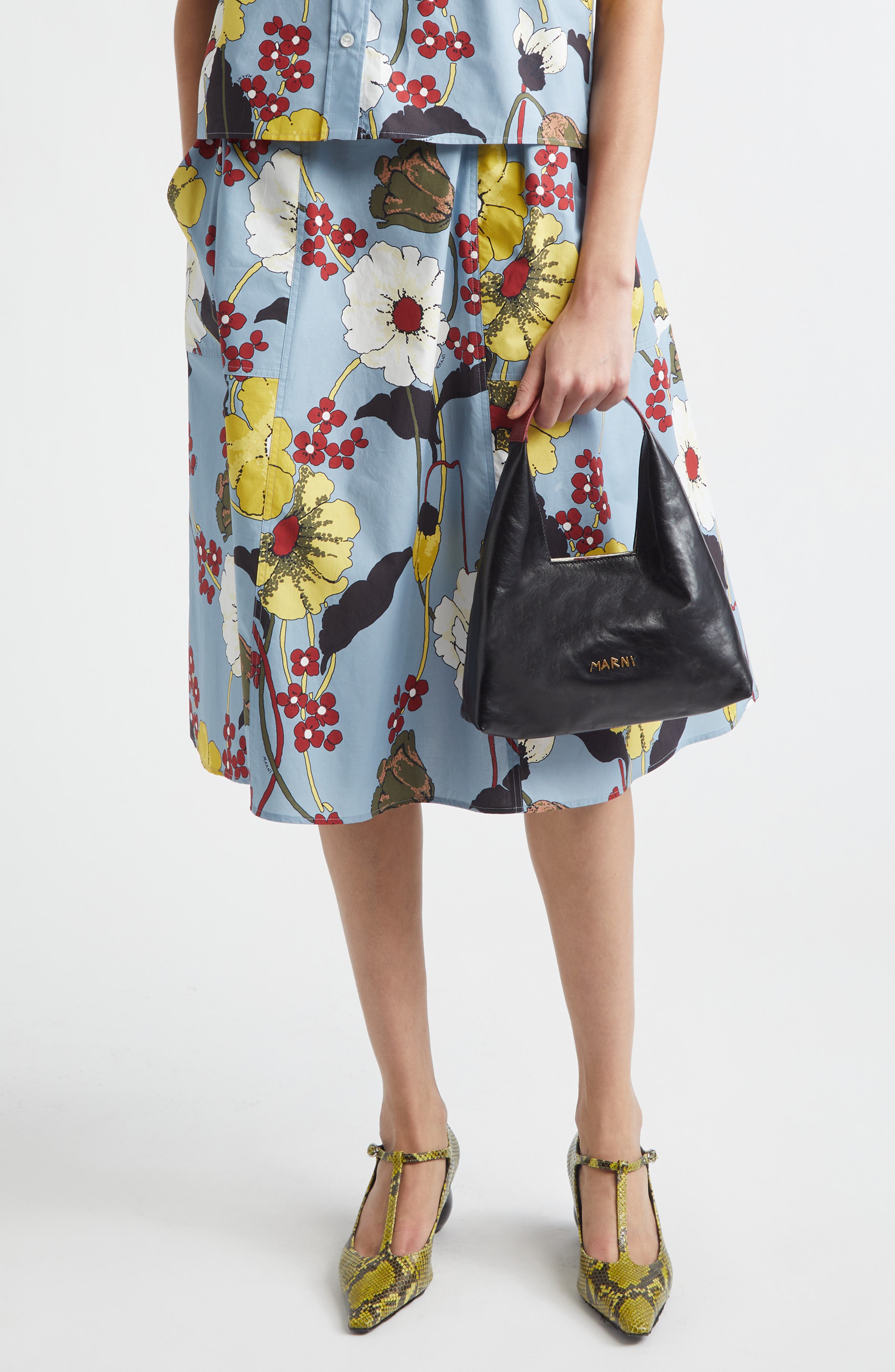 Marni Mini Leather Top Handle Bag, Alternate, color, 00N99 Black