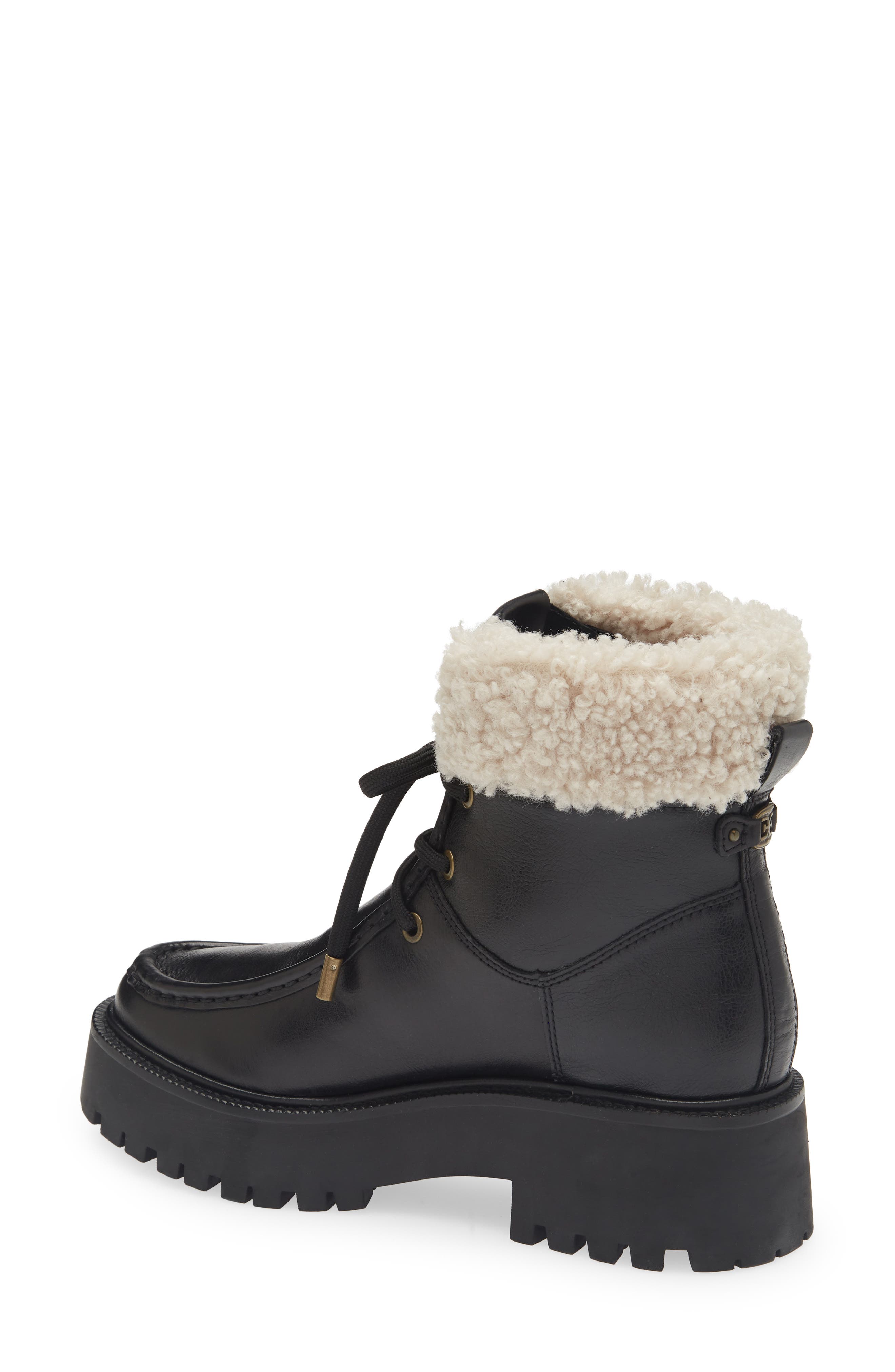 Sam Edelman Elara Faux Shearling Lined Lug Sole Boot, Alternate, color, Black