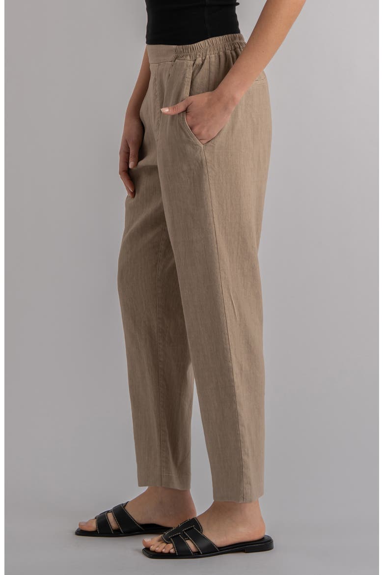 Rosalie Pull-On Tapered Linen Blend Pants, Alternate, color, KHAKI