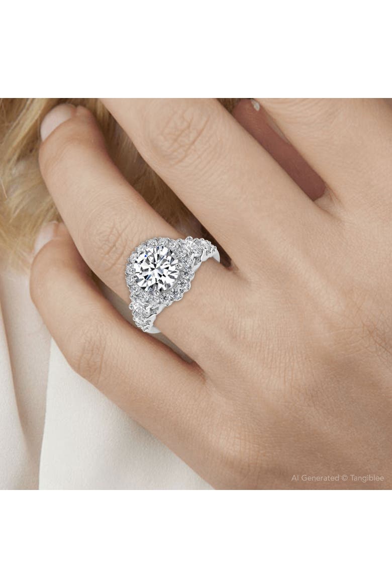 5Ct Halo Round Brilliant Cut Diamond Engagement Ring Lab Grown in 14k Gold, Alternate, color, 14k White Gold