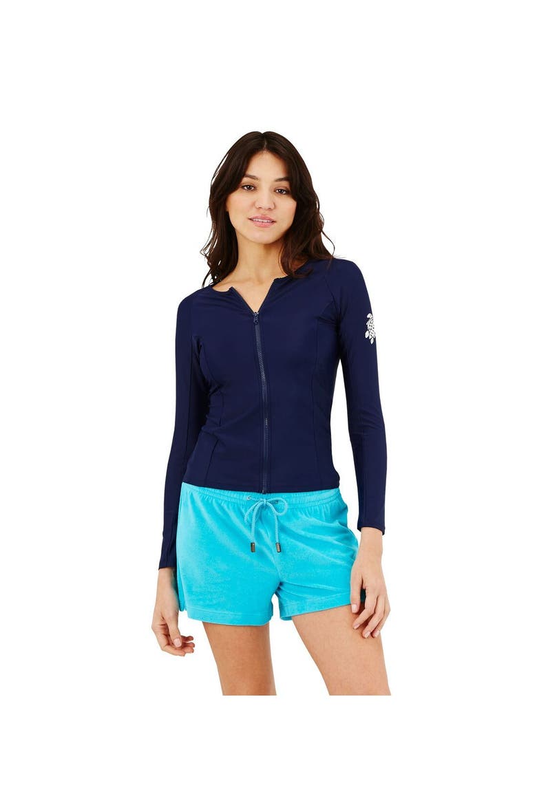 Women's Solid Zipper Rashguard, Alternate, color, BLEU MARINE