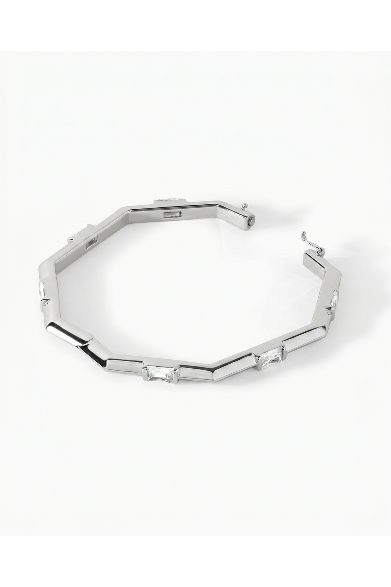The Alea Lock Bracelet, Alternate, color, Sterling Silver/White CZ