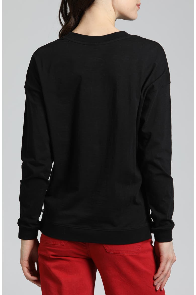 Side Zip Long Sleeve Cotton Pullover, Alternate, color, BLACK