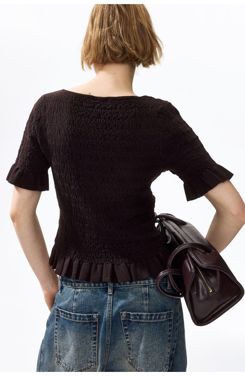 H&M Textured-knit Top, Alternate, color, Dark Brown