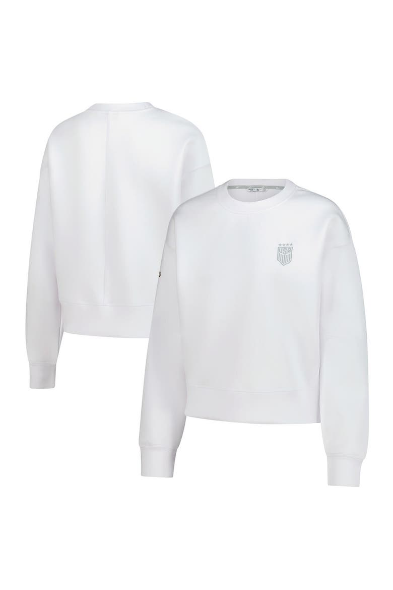 Women's Levelwear  White USWNT Luxe Sponge Tri-Blend Pullover Sweatshirt, Main, color, White