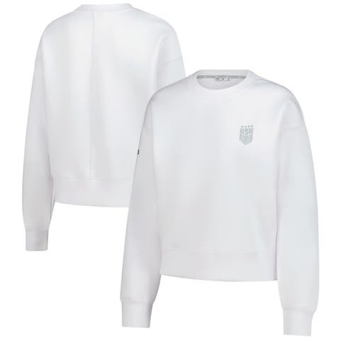 Women's Levelwear  White USWNT Luxe Sponge Tri-Blend Pullover Sweatshirt