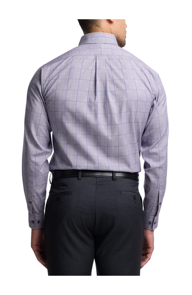 Paul Fredrick Tailored Fit Comfort Stretch Non-iron Glen Plaid Dress Shirt With Contrast Trim, Alternate, color, Purple
