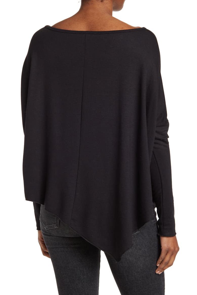 Assymetrical Hem Dolman Sleeve Sweater, Alternate, color, BLACK