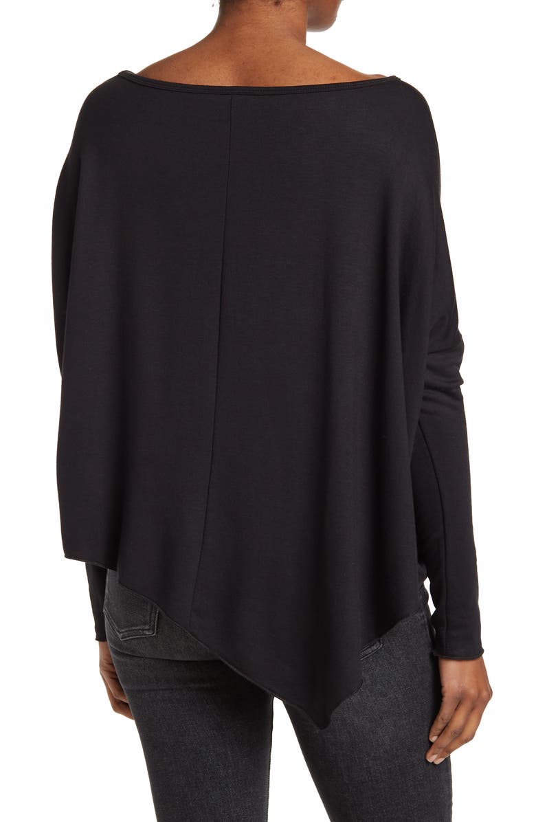 GO COUTURE Assymetrical Hem Dolman Sleeve Sweater, Alternate, color, Black