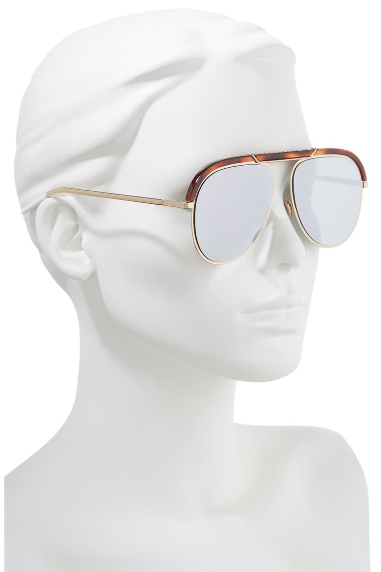 Christian Dior Desertics 58mm Metal Aviator Sunglasses, Alternate, color, HAVANA GOLD
