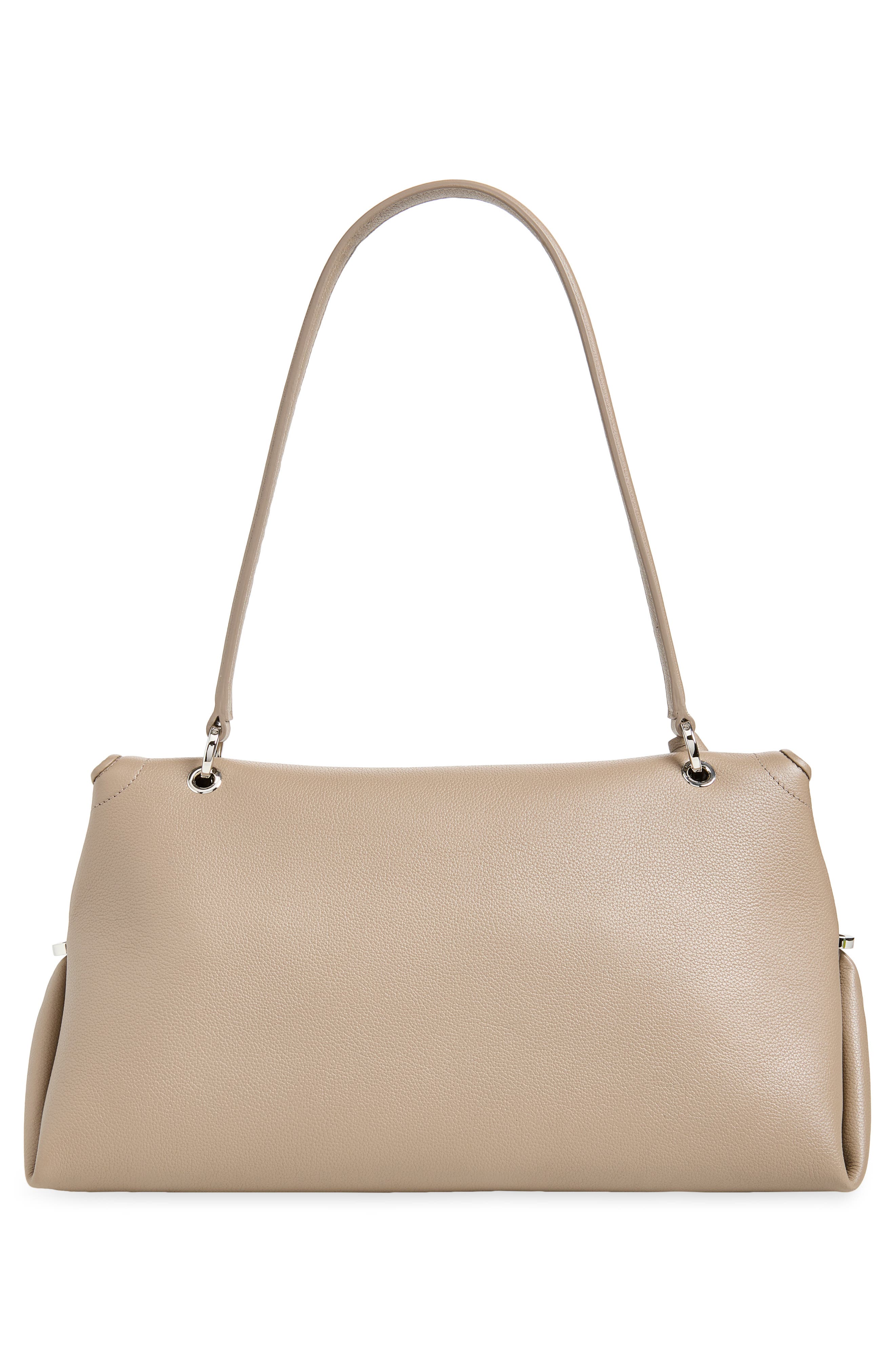 Gancio Leather Shoulder Bag, Alternate, color, WARM TAUPE T DI MORO