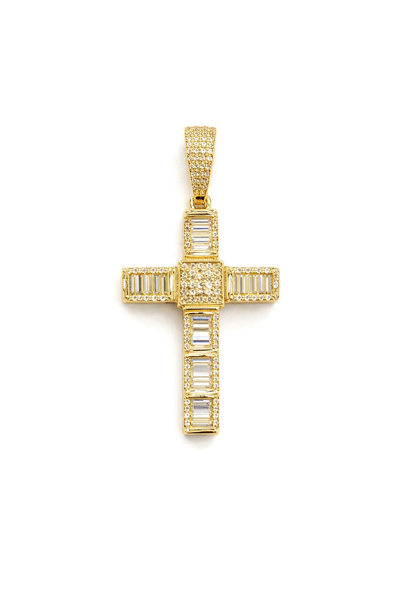 Moissanite Cross Pendant, Main, color, GOLD PLATED