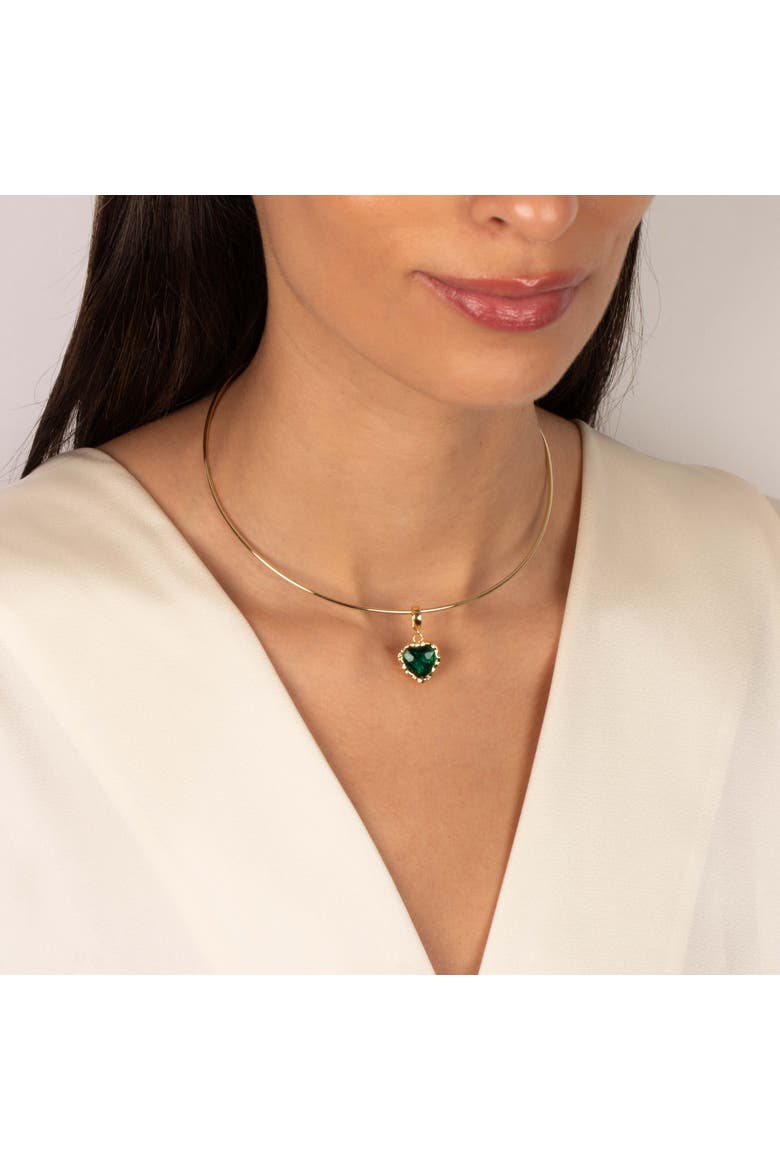 Green Heart CZ Charm, Alternate, color, Emerald Green