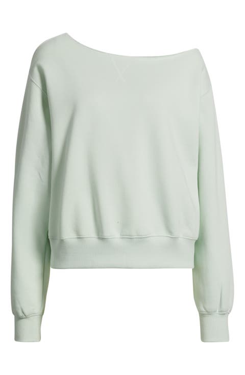 Fleece Detail Off the Shoulder Sweatshirt
