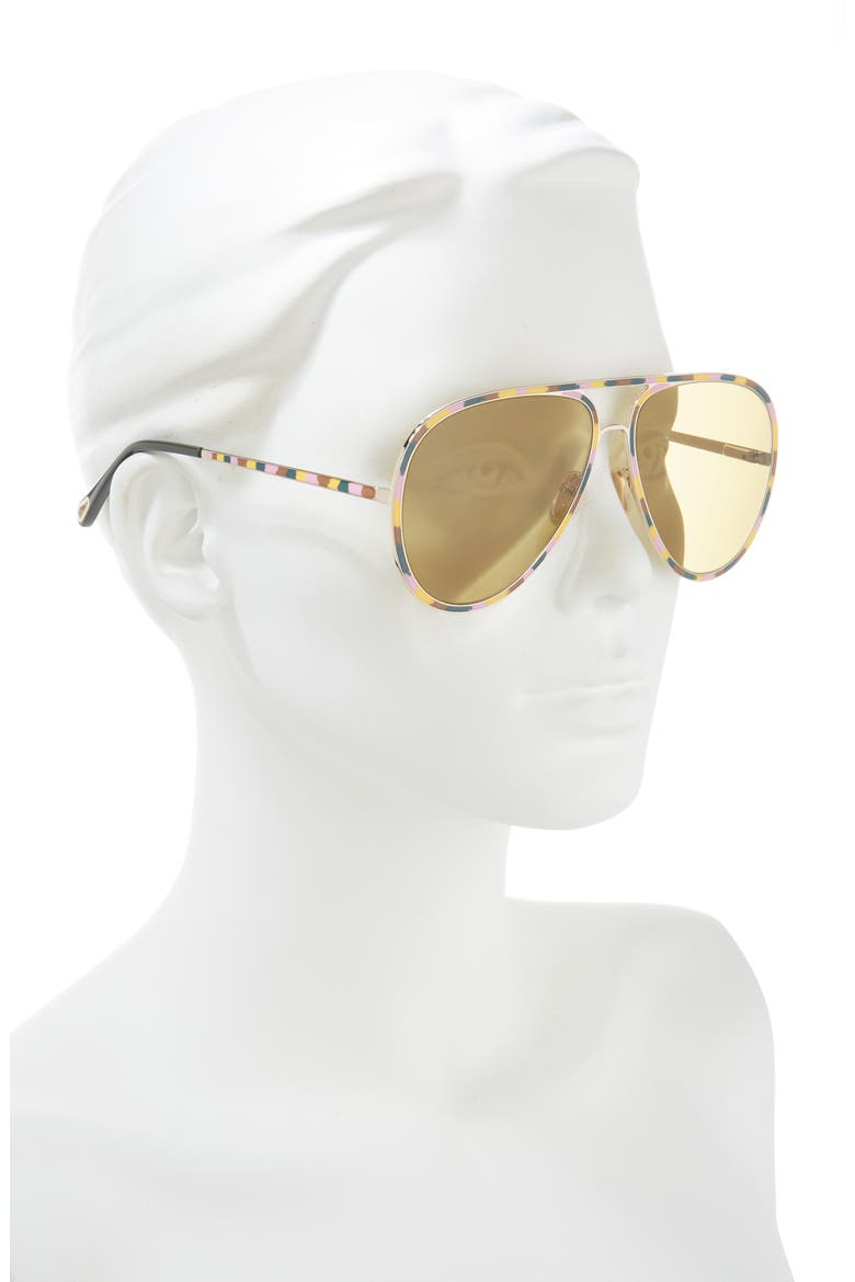 63mm Aviator Sunglasses, Alternate, color, GOLD GOLD GREEN
