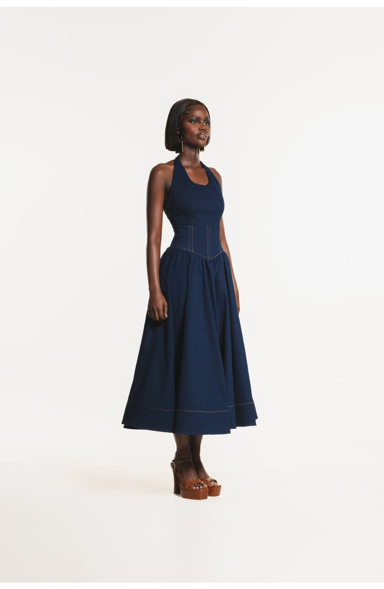 OFUURE Denim Diane Midi Dress, Alternate, color, Denim Blue