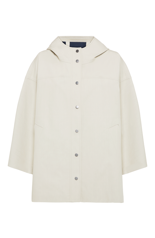 Brunello Cucinelli Women Water-resistant Bonded Cotton Poplin Hooded Outerwear Jacket In Cool Beige