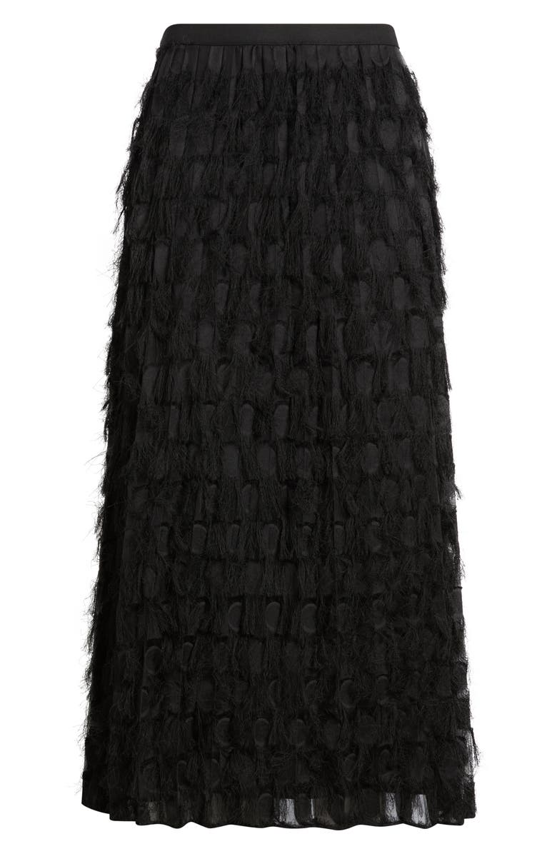 BOSS Vodia Fringe Detail Midi Skirt, Alternate, color, Black