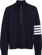 Thom Browne 4-Bar Jersey Stitch Virgin Wool Half Zip Sweater