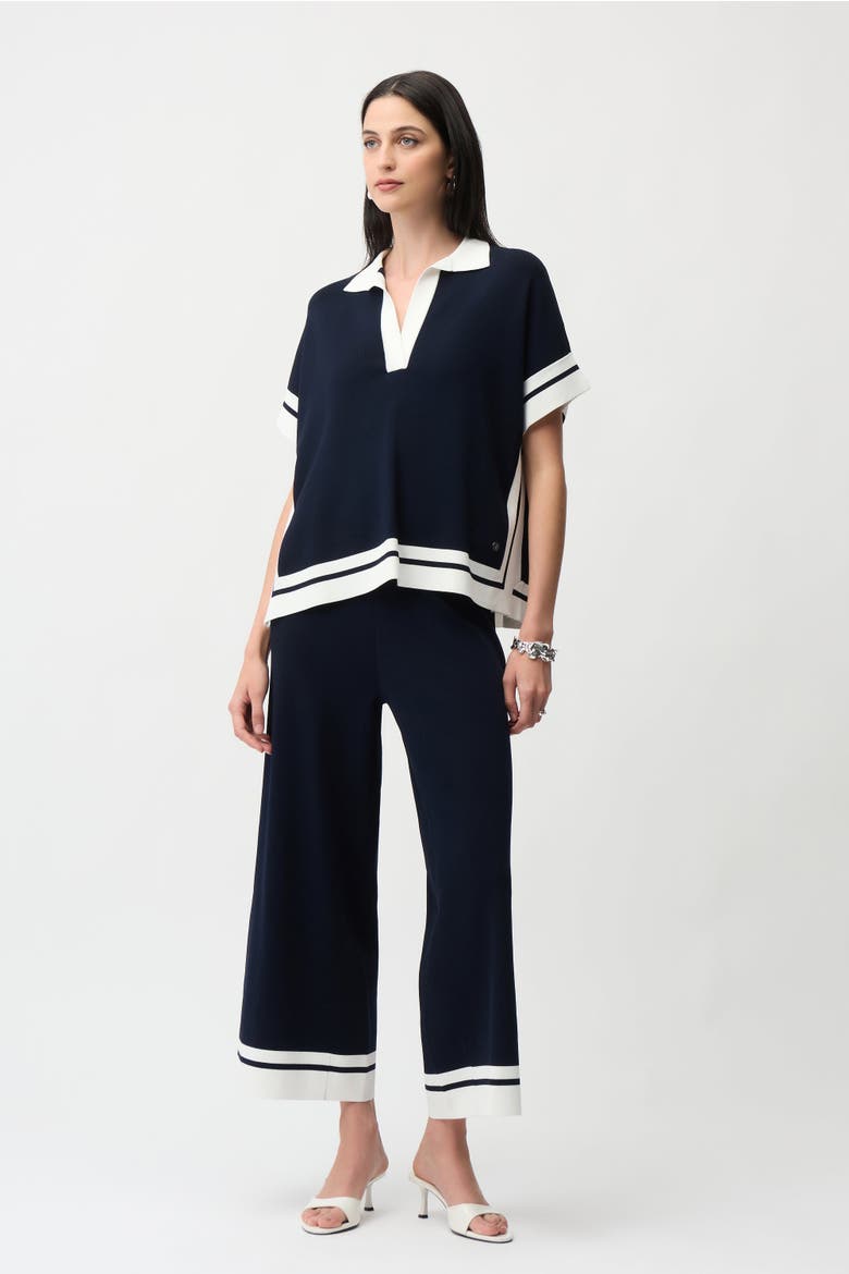 Viscose Blend Boxy Sweater With Stripe Detail, Alternate, color, Midnight Blue/Vanilla