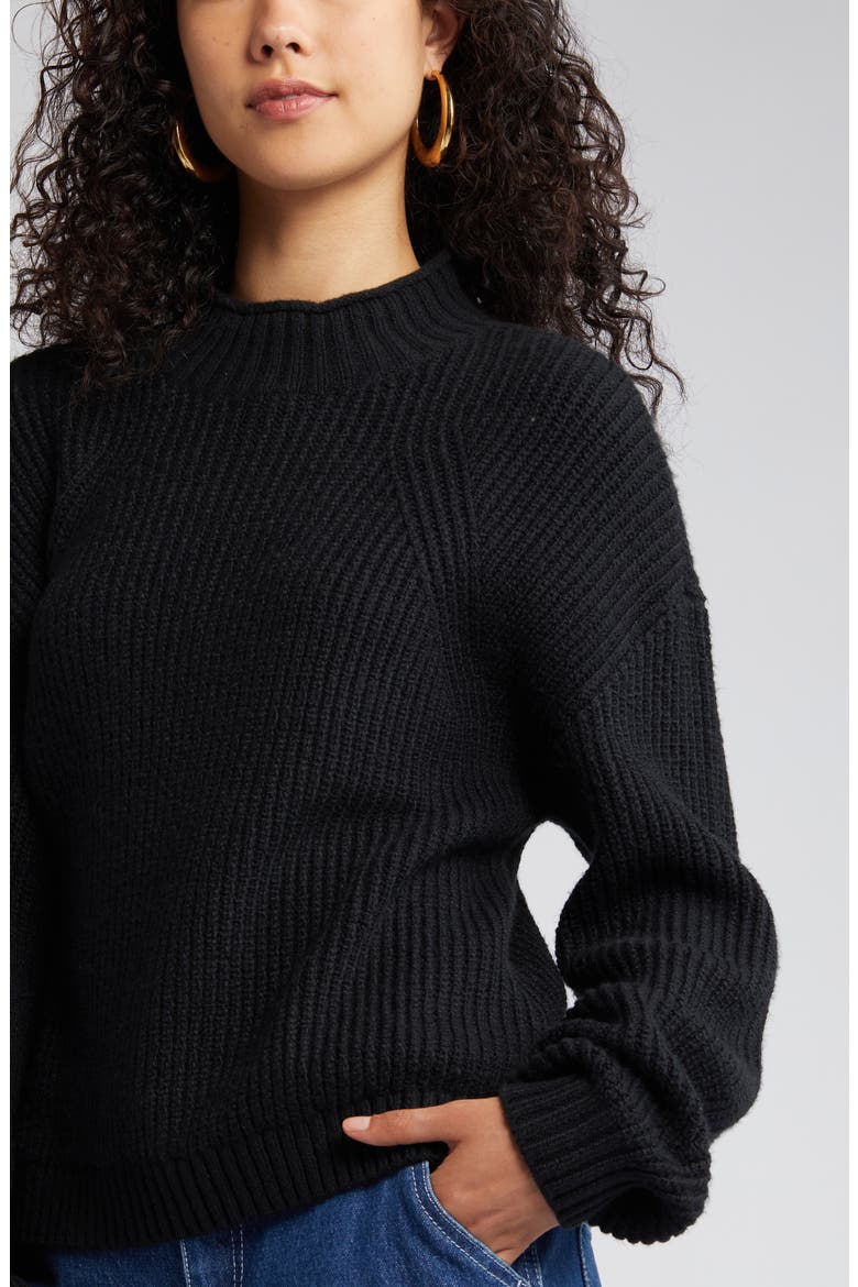 Mock Neck Sweater, Alternate, color, BLACK JET